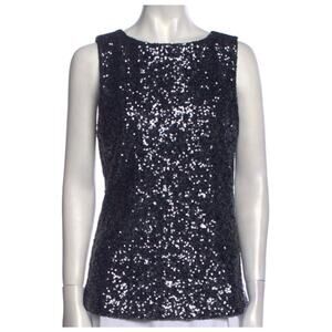 Ralph Lauren Black Label Women’s Sequin Sleeveless Blouse Tank Top M Party Shirt
